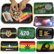 New Tinplate Metal Rolling Tray Pattern Printed Cigarette Holder Tobacco Storage Trays Smoking Accessories
