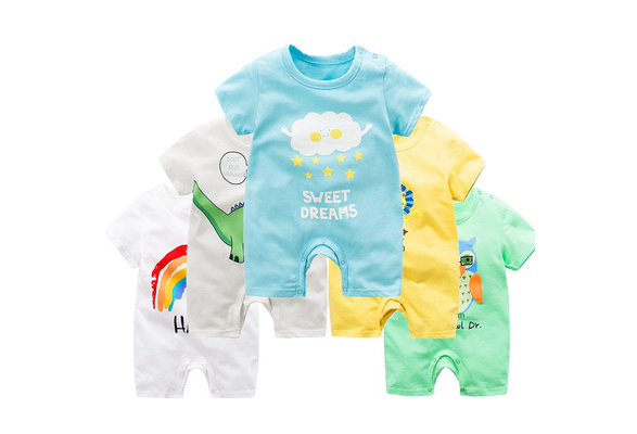 Spring Summer Newborn Baby Clothing 100 Cotton Unisex Rompers Baby Boy Girls Short Sleeve Cartoon Cute Clothes Wish