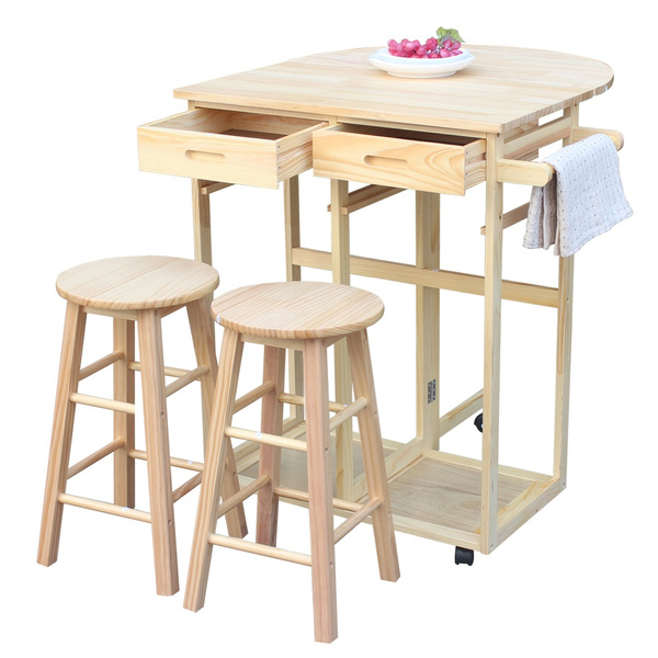 Chair Set Kitchen Island Trolley Cart, Island Bar Table With Stools