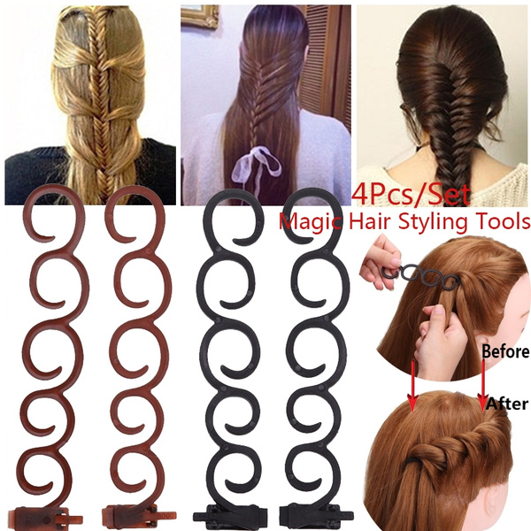 4pc French Hair Braiding Tool Roller Hook Magic Hair Twist Styling Bun Maker 