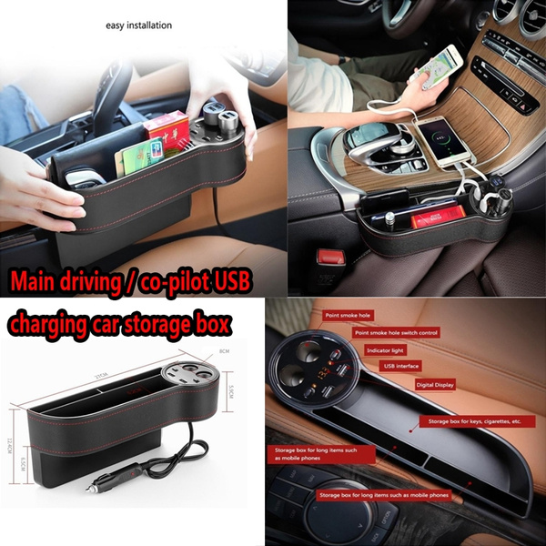 Multifunction Universal Leather Car Seat Side Storage Box Seat Catcher 
