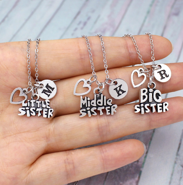 2Pcs Big Sister Little Sister Pendant Necklace Women Hollow Heart Puzzle Sis  Friend Pendant Family Jewelry Gifts
