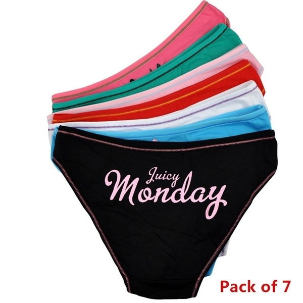 Woman Underwear Cotton Weekdays Letter Printed Ladies Panties Briefs  Intimates Lingerie Knickers Women Pack of 7