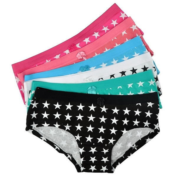Lot 6 pcs Women Boxers Underwear Cotton Cute Stars Printed Boyshort Shorts  Girls Ladies Panties Intimates Lingerie for Women