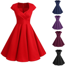Swing dress, short sleeve dress, pleated dress, Vintage