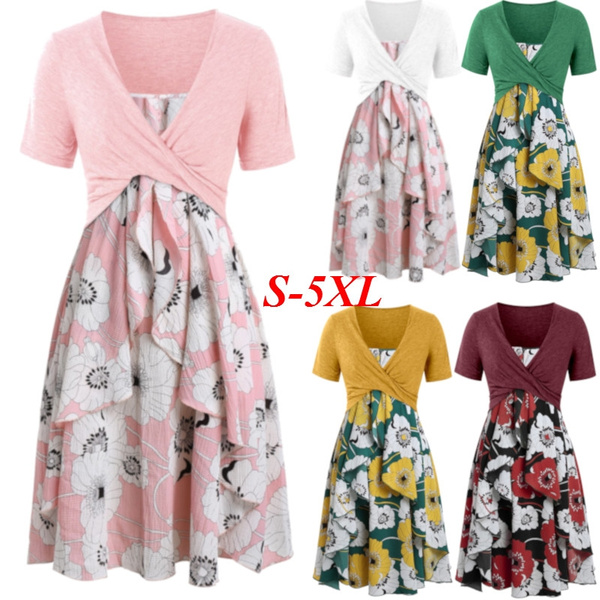 floral print layered cami dress with criss cross crop top
