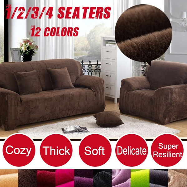 1 2 3 4 Seater Super Thick Solid Plush Couch Stretch Sofa Cover Couch Protector 