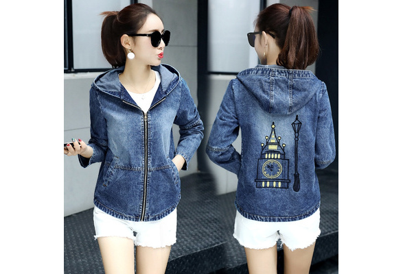 plus size jean jacket with sweatshirt sleeves