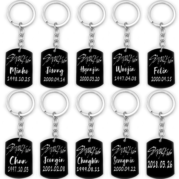 Kpop Stray Kids Titanium Steel Keychain Metal Key Ring