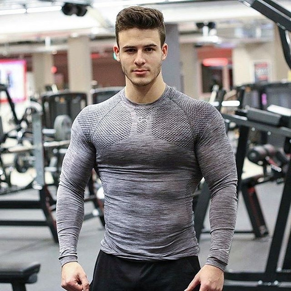 Muscle Fitness Brothers Sports T-shirt, High-elasticity Men's Tight  Garment, Long Sleeve Air-permeable Round-collar Training Clothes, Bottom  Shirt