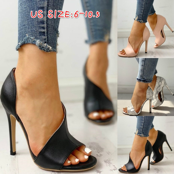 New Women s Fashion High Heel Leather Sandals Summer Peep Toe