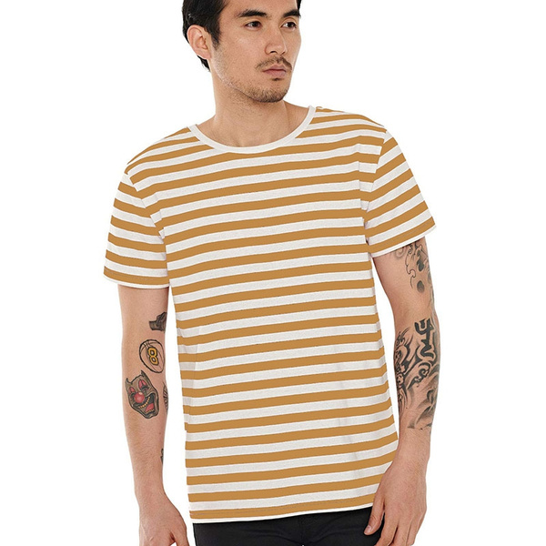 Striped Shirt Men Horizontal Stripe T Shirt Top Tee Basic Pattern Wish
