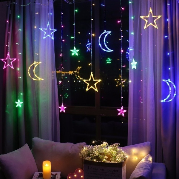 2.5M LED Lights Romantic Moon Star LED Curtain String Lighting Wedding Garland Party Decoration | Wish