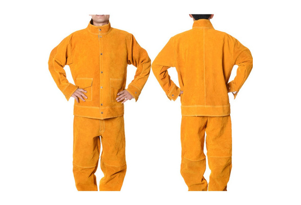 Leather Welding Jacket Coat+Trousers with Liner Protective Apparel Suit Welder Leather Welding Jacket Coat+Trousers with Liner Protective Apparel Suit Welder