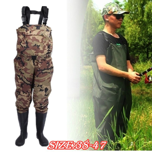 Hunting Waterproof Bootfoot Fly Fishing Waders Chest Wading Pants with  Boots for Men and Women Nylon/PVC Camouflage