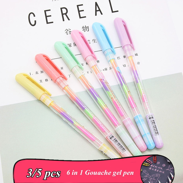3/5PCs 6 In 1 Album Decoration Pastels Highlighter Marker Gouache Color  Pens Gel Pen Color