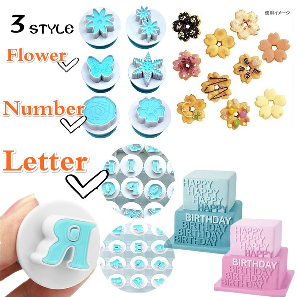 Flower /Number /Upper & Lowercase Alphabet Cookie Cutter Plastic Capital Letters  Fondant Cutter Baking Cupcake Mold Cake Decorating