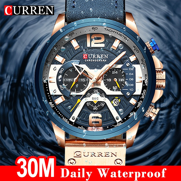 Curren casual sport watches for men blue top brand cheap luxury military leather wrist watch man clock fashion chronograph wristwatch