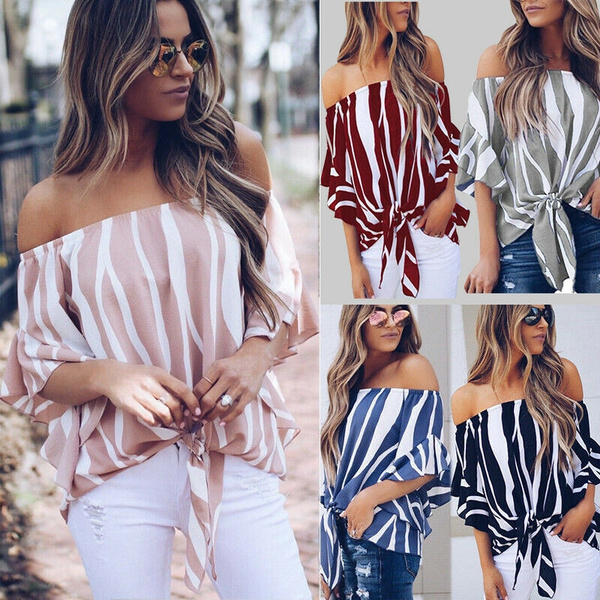 Off The Shoulder Loose T Shirts Top ...
