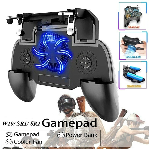 W10/SR1/SR2 Mobile Gaming GamePad With Cooler Cooling Fan With Mobile Power  Game Handle PUBG Mobile Game Controller PUBG Gamepad Joystick Metal L1 R1  Trigger