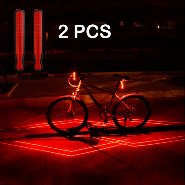 USB Rechargeable Bright LED Bicycle Bike Rear Tail Light Laser Safety Warning 