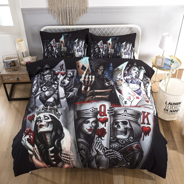 3d Skull Bedding Set Queen Playing Cards Duvet Cover Sets For King Pillowcase Bed Bedline 2 3pcs Bedclothes With Home Textiles Wish - King And Queen Skull Bedding 3d Skull Bedding Set Queen Playing Cards Duvet Cover Sets For King Pillowcase Bed Bedline 2 3pcs Bedclothes With Home Textiles Wish - King And Queen Skull Bedding