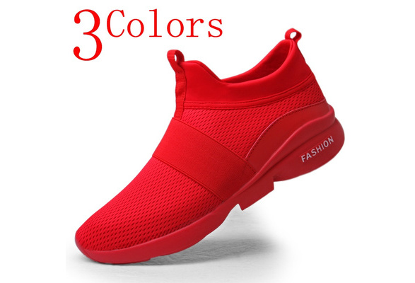 Running Shoes Men Fashion Flats Shoes Black Red Grey Summer 