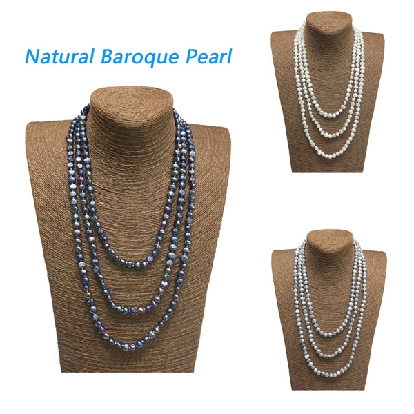 Baroque Pearl Necklace, Mismatched Big Pearl Beads Necklace