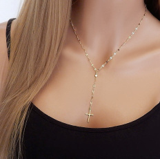Fashion, Cross necklace, gold, Simple