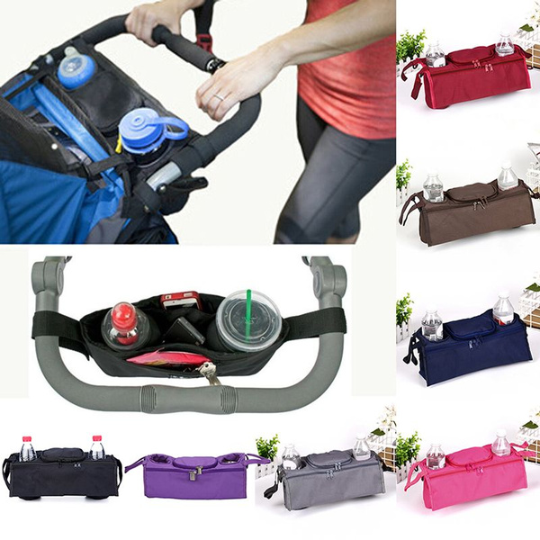 1X Baby trolley storage bag organizer stroller buggy pram cup holder bagsFT 