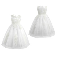 Flower Girl Princess Dress Kids Water-soluble Lace Gown Birthday Wedding Dresses