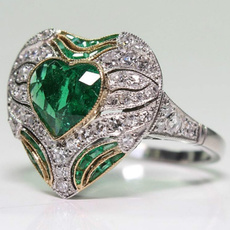 Sterling, Heart, DIAMOND, emeraldring