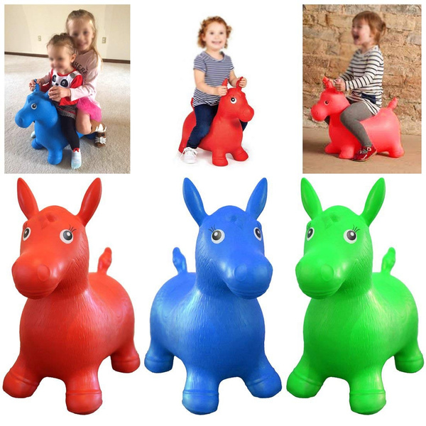 New Kids Ride On Bouncy Horse Animal Space Hopper Inflatable Play Bouncer Toy UK 