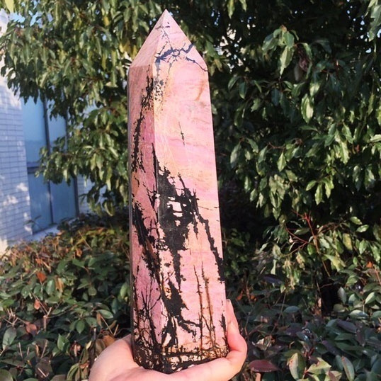 Natural Rhodonite Crystal Tower - 6-7cm Healing Wand, Faceted Prism For Reiki & Meditation Therapy