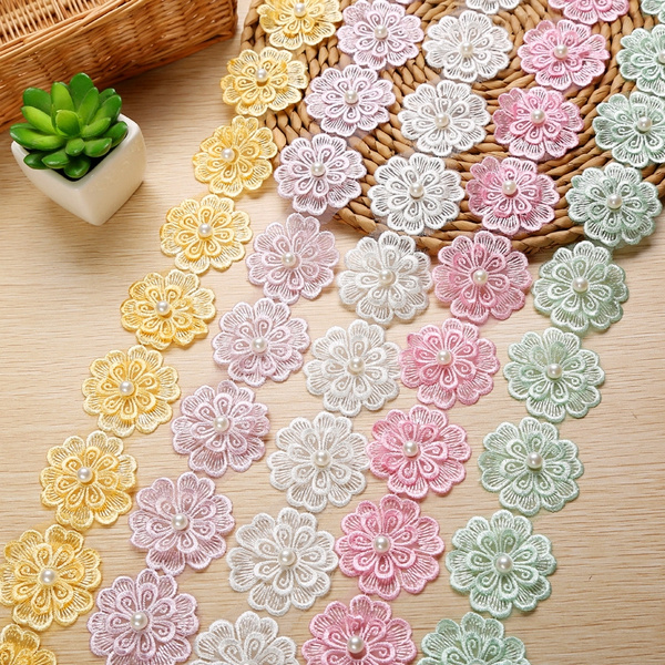 1Yards 5cm Width Polyester Embroidered Flower Lace Trim Wedding