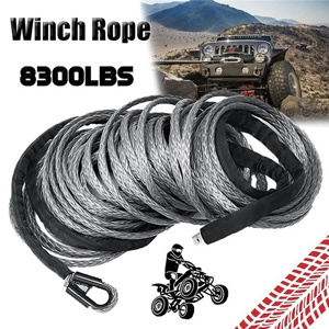 5mmx15m Synthetic Winch Line Cable Rope 7700 LBs w/ Sheath For Car SUV ATV UTV 