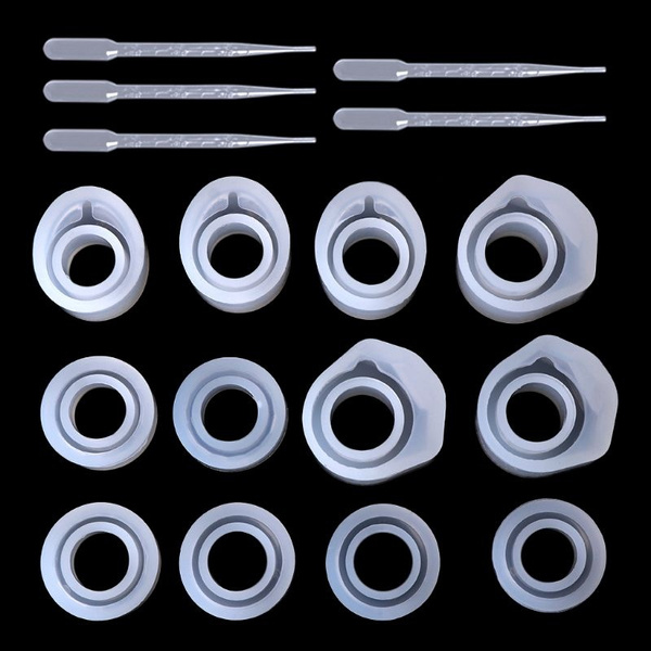 1 Set Epoxy Resin Kit Silicone Mold Ring Molds 3 Sizes Dropper DIY Jewelry  Rings 16/16.6/17mm Handmade Gifts Accessories Findings Casting Tools IFA