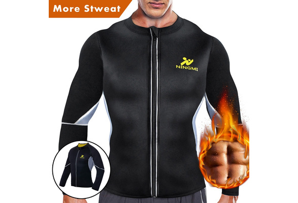 NINGMI Sauna Shirt for Men Sauna Suit Long Sleeve Compression Top
