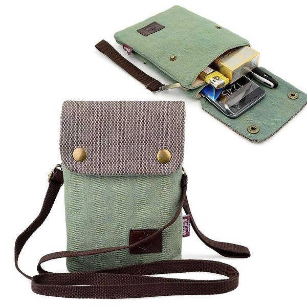 Canvas Small Cute Crossbody Cell Phone Purse Wallet Bag with Shoulder Strap 