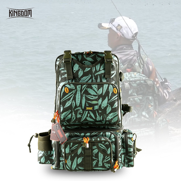 Kingdom Multifunctional Fishing Backpack Tackle Bag Detachable Combination  Lure Backpacks Storage Shoulder Handbags with Phone Bag