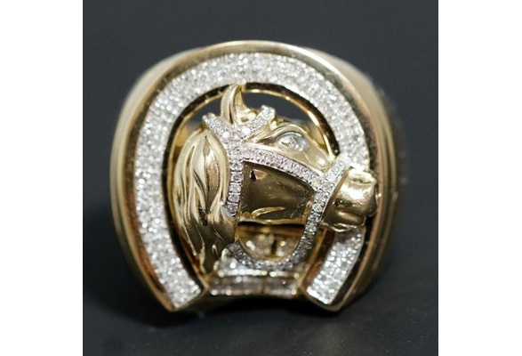 Men's Diamond Precision Cut Horseshoe Horse Head Ring | Gold Boutique | Gold  Boutique