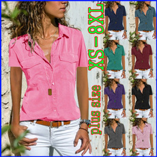 Turn-down Collar, Summer, summer t-shirts, womens top
