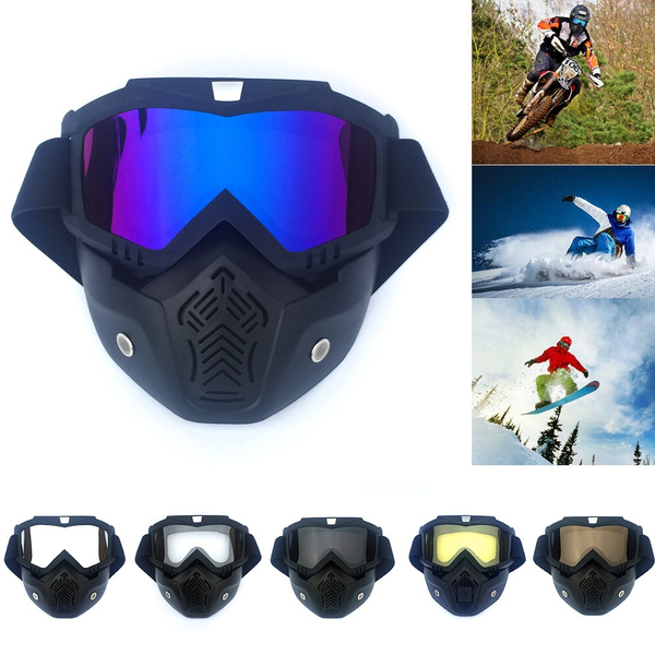 Bike Motorcycle Goggles Glasses Eye Protector With Removable Face Mask ...