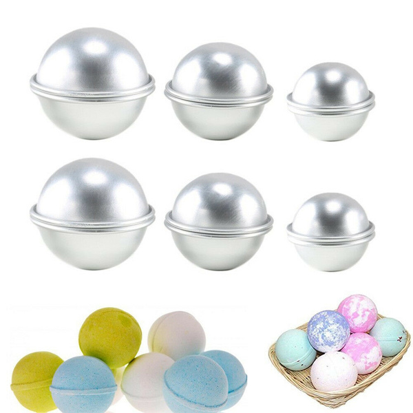 DIY Bath Bomb Mold 3 Sizes, 3 Sets, 6pcs Sphere Round Ball Molds Metal  Silver