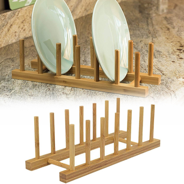 Wooden Dish Drainer Rack Kitchen Dishes Stand Plate Dish Drying