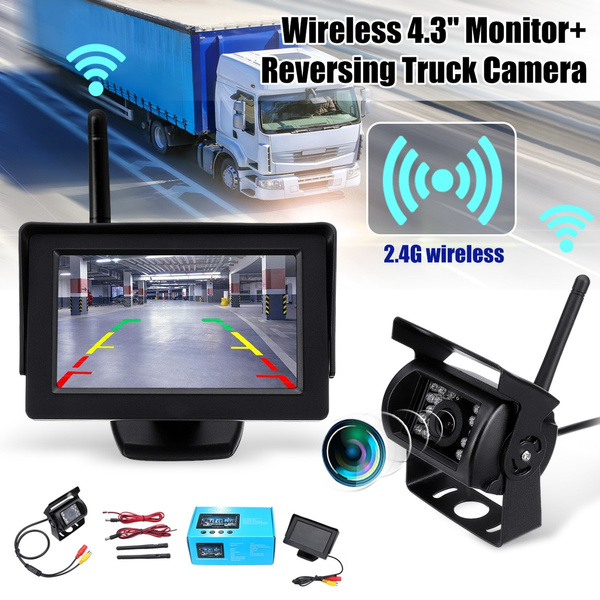 2.4G Wireless Car 4.3 Inch Monitor Reversing Rear View Backup Camera System  Night Vision Vehicle Camera for 12-24V Truck Trailer