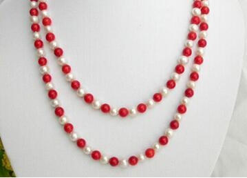 Red coral and hot sale pearl necklace