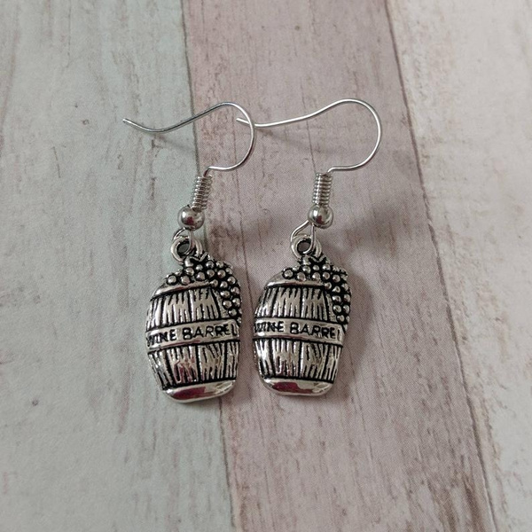 Wine earrings, charm earrings, gifts for her, novelty earrings, grape ...