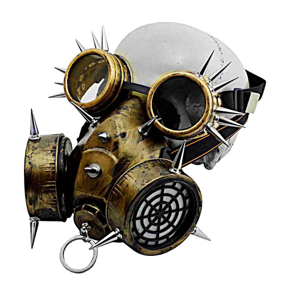 Gold Steampunk Gas Mask Goggles Women/Men Cosplay Halloween Costume Props