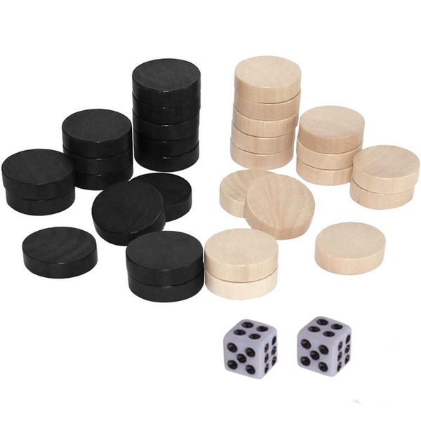 Round Draughts & Checkers & Backgammon Chess Pieces Board Game Accessory 